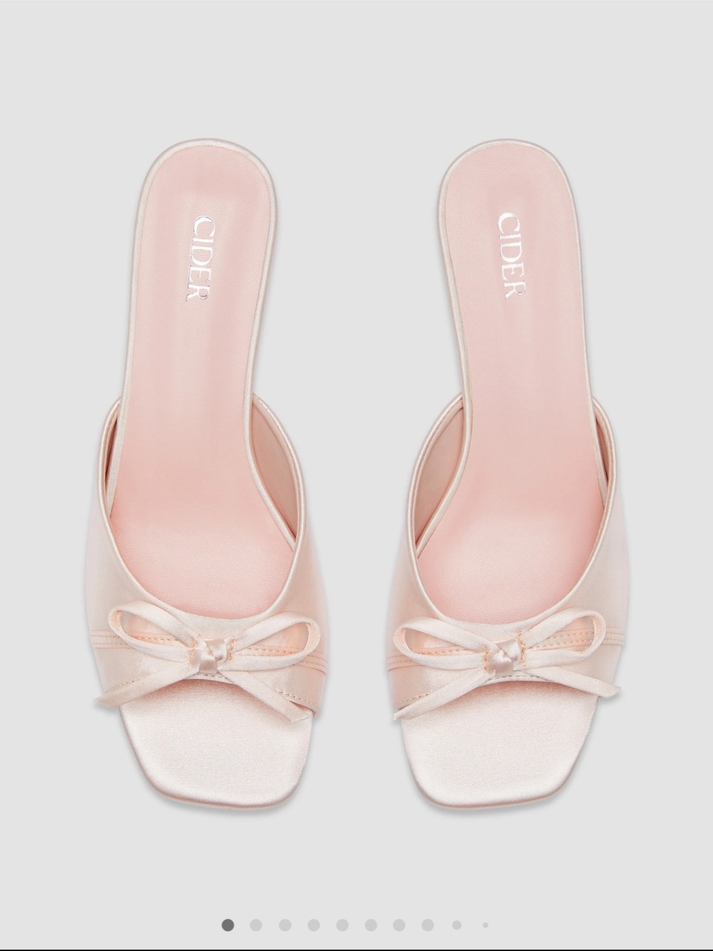 Cider Blush Pink Bow Square-Toe Slide Mules